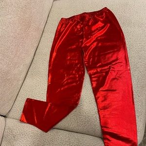 Red metallic stretch leggins